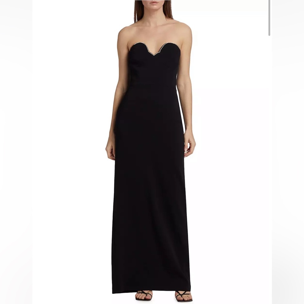 Monique Lhuillier Embellished Stretch Crepe Strapless Dress